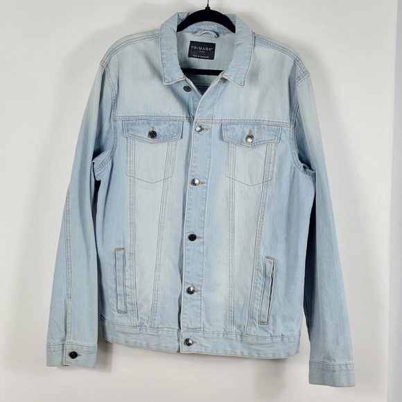 Primark Distressed Blue Denim Jean Jacket Size Large - Picture 3 of 8